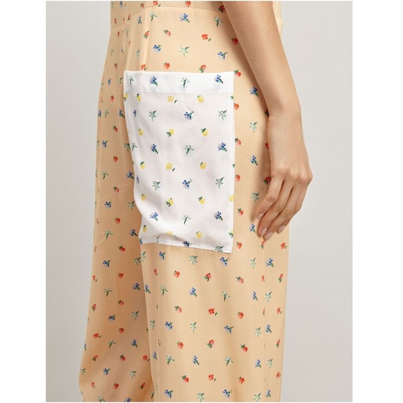 JOSEPH Silk Patchwork Colorblock Floral Print Short Sleeve Wide Leg Jumpsuit XS - Picture 8 of 9